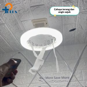 ✨Barang Ready✨ Toko Halo Lampu Kipas Angin AC E27 60W Lampu LED 60w 3 Warna + Kipas Angin Gantung Plafon + Remote 2 in 1