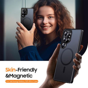 Luxury Magnetic Phone Case For Samsung Galaxy S25 / S24 / S23 Ultra Plus For MagSafe Skin friendly Slim Translucent Matte Cover For S25Edge / S24 / S23 FE Military Shockproof Protection Casing