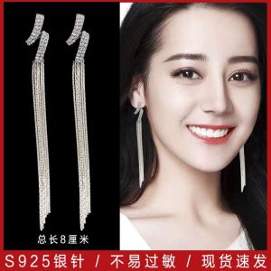 Tassel Earrings 2025 New Arrival Tide Long Elegant South Korea Internet Influencer Fairy Fancy Earrings Sterling Silver Needle Earrings