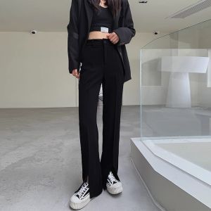 High Waist Wide Leg Suit Pants Womens Casual Black Slimming Straight Cut Spring Autumn New Style Fashionable Office Wear