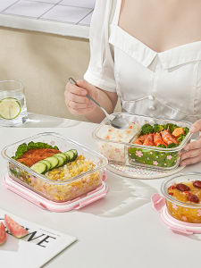 New 2025 Glass Lunch Box with Lid Preservation for Office Workers Microwave Safe Bowl Food Storage Container Chinese Style