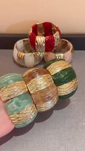 Acrylic Họa Tiết Vuông Lắc Tay Nữ Hình Học Không Đều Dây Co Giãn Rộng Nối Vòng Tay Vintage Trang Sức Thời Trang