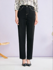 Fashion Retro Commute Straight Fit Cotton Stretch Jeans