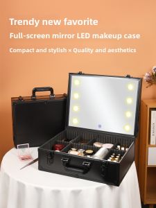 Portable Makeup Case with LED Light And Mirror Professional Bridal Touch up Cosmetic Tool Box New 2025 Advanced Model