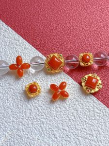 925 เงินโบราณ เครื่องประดับทองคำชุบทอง จี้มุกธรรมชาติ ดอกไม้สี่ใบ ลูกปัด DIY ทำเชือก เครื่องประดับแฟชั่นใหม่