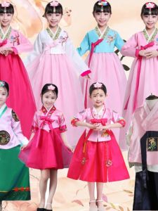 Princess Style Korean Traditional Childrens Dress Toddler Boys Girls Performance Costume Stage Show Outfit Korean Ethnic Group