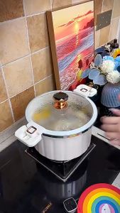 Best Seller 10 LITERS NON-STICK MICRO PRESSURE COOKER | Cooking Multi-functional Soup Pot with Handle | Induction Safe Cookware for All Stovetops | Non-Stick Micro Pressure Cooker | Lid Silicone Seal Valve Pressure Pot | Secure Lock Spill-Proof Stock Pot.