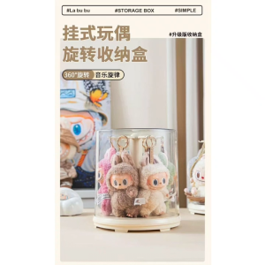 Wall mounted collectibles 360° rotating acrylic display case - dust organizer.Plush dolls hand puppet Mystery Box organizer display stand