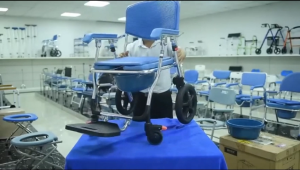 Folding Potty Wheelchair Portable Shower Chair For Elder Patient Disabled Limited Mobility