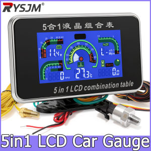 RYSJM | Digital Tachometer 5 In 1 LCD Gauge Oil Pressure Gauge Volt Voltmeter Water Temperature +Sensor Hours For 12V 24V Car Truck 