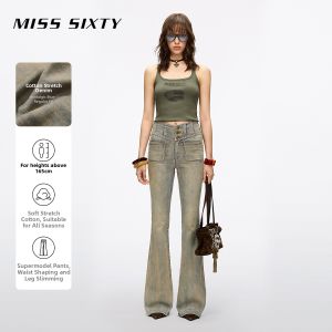 High Waist Vintage Distressed Skinny Flared Jeans