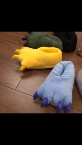 Winter Warm Soft Indoor Floor Slippers Women Men Shoes Paw Funny Animal Christmas Monster Dinosaur Claw Plush Home Random Lining