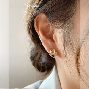 Delicate Diamond Shaped Sterling Silver Earrings Womens Fashion Jewelry Premium Design Summer Trend Lightweight Luxury