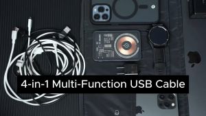 4-in-1 Multi-Function USB Cable USB-A + Type-C to iOS & Type-C Connectors Universal Data Sync & PD Fast Charging Durable Braided Design High-Speed Charging Cable Versatile Connectivity for Multiple Devices Robust & Reliable