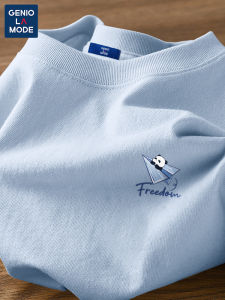 Genio Lamode Youth Short Sleeve T-Shirt Cotton Pure Male Panda Cartoon Breathable Summer T-Shirt Fashionable Casual Wear