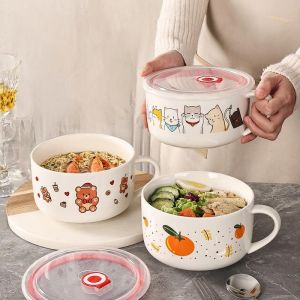 YUYOU | Covered Insulated Microwaveable Soup Bowl With Handle