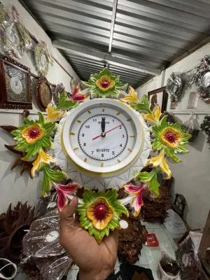Jam ukir pahat jati duco 30x30x5