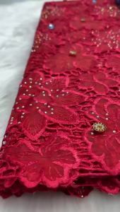 New High-Quality Sequins african fabric for women Guipure Cord Lace Fabric 2026 Nigerian Water Soluble Lace for Party5Ya M353-1