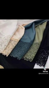Telekung cotton premium viral with bag Dewasa Lace Muslimah