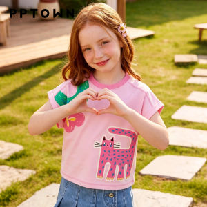 PPTOWN | Cute Loose Print Short Sleeve T-Shirt for Girls