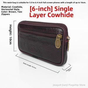 jeagutt | Leather Horizontal Phone Waist Pouch 7 Inch