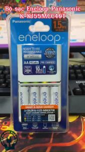 Bộ sạc Eneloop Panasonic K-KJ55MCC40T sạc nhanh trong 1.5H dung lượng 2000mAh tặng kèm 4 pin AA - Hàng chính hãng