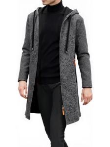 Autumn Winter Mens Hoodies Jacket Fleece Warm Zipper Hooded Sweatshirts Loose Casual Long Sleeve Coat Solid Color Outerwear