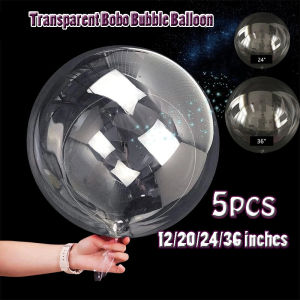5pcs Transparent Bobo Balloons / Clear Bubble Balloon Decor / Transparent DIY Shiny Bobo Balloons / Home Air Helium Balloons for Festival Wedding Valentines Birthday Festival Party Decor