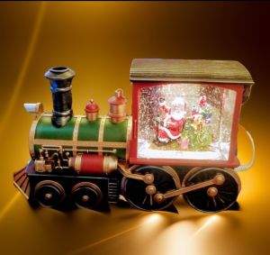 CHRISTMAS VILLAGE SANTA CLAUS TRAIN MUSICAL WITH ANIMATED SNOW