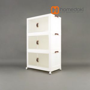 Homedoki Lemari Plastik 5 Susun/Lemari Plastik Pakaian Lipat/Lemari Plastik Estetik/Lemari Plastik Portable