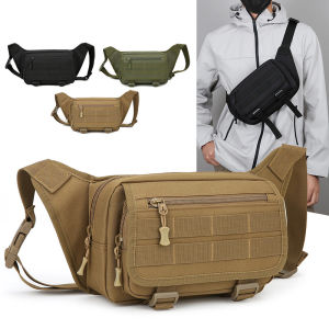 กระเป๋าคาดอกผู้ชายแบบยุทธวิธี สำหรับเดินป่า ปีนเขา กระเป๋าคาดเอวสำหรับเล่นกีฬา ระบบโมลล์ วิ่ง ล่าสัตว์ ท่องเที่ยว แคมป์ปิ้ง สะพายข้าง