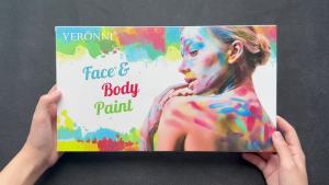 VERONNI | Body and Face Paint Set includes 20 oil paints3 glitter colorswater-based rainbow paintcombspongestickerspaint pen set