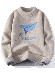 ROMON | Romon Mens Knitted Sweater Casual Loose Thickened Warm Round Neck Pullover Winter Fashionable Youth Active Style Long Sleeve