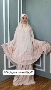 Mukena Traveling 2 in 1 Silk Ponco Renda Kecil Lilac