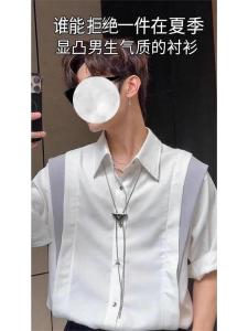 Ice Silk Short Sleeve Shirt Mens Summer Color Block Design Breathable Slim Fit Button up Geometry Pattern Casual Shirt