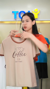 Áo thun nữ TOLI cổ tròn tay ngắn In chữ Coffee Form vừa dáng vải cotton 4 chiều - PSB M45