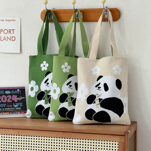 Chengdu Panda Knitted Bags Crossbody Shoulder Bag Woven Bag Student Large Capacity Versatile Minimalist Handbag National Style