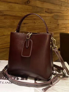 SIFULUN | Leather Large Capacity Tote Bucket Bag Wide Shoulder Strap