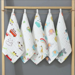 Soft Cotton Blankets Baby Burp Cloth  6 Layer  Muslin Baby Face Washcloths