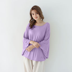 Autumn-Spring Loose Batwing Sleeve Solid T-Shirt