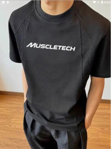 280G American Pure Color Loose round Neck Splicing Boxy Arc Structure Shoulder Mens Short Sleeve T-shirt Breathable Casual Style