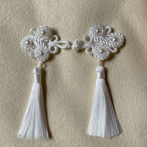 Black Chinese Style Button Hanfu Clothing Decoration Pearl Tassel Long Tailor Accessories Home Fabric Sewing DIY Materials