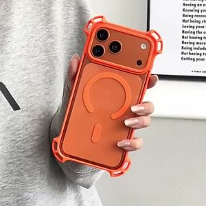 Shockproof Corner Pad Clear Magnetic Case for Magsafe IPhone Air 17 16 15 14 13 12 Pro Max Plus I17 Mac Safe Phone Bumper Cover