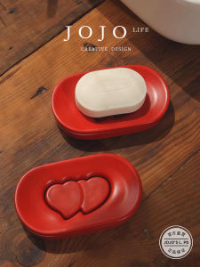 Red Ceramic Soap Dish for Weddings New Chinese Style Bathroom Accessories Toilet Organizer Pure Color Household Cleaning Tools