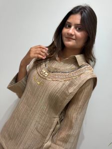 Trending Modern Style Plazo Pants-Shirt with Hand-made Embroidery Shrug for this Festival Seasons (Pre-Order: 8 to 21 Days Delivery) MW-ITG070826