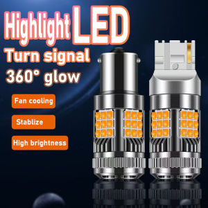 1Pcs รถเลี้ยวสัญญาณเบรคกลับไฟ W16W T15 1156 P21W BA15S Canbus หลอดไฟ LED พร้อมพัดลม BAU15S PY21W T20 7440 W21W 7443 W21/5W