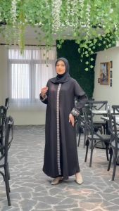 Abaya Bordir Elegan Motif Bordir Polos Ukuran Jumbo - Bahan Roscrape Busui Frly
