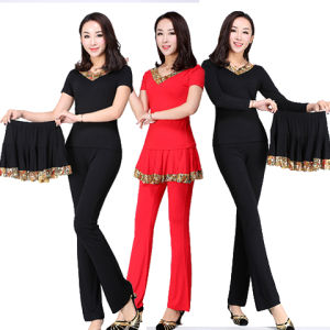 New Square Dance Outfit Three-Piece Set Separate Skirt Pants Fitness Modal Practice Dance Elderly Spring Summer Sportswear