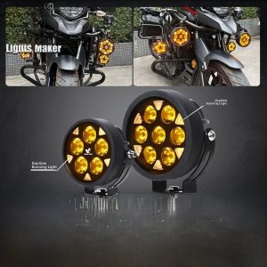 Bright Light Five-Seven Bulb Motorcycle Spotlight Road Light Flashing Auxiliary Light LED Lamp for Motorbike Path Lighting