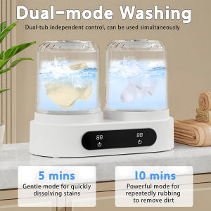 Double Tub Washer Portable Mini Laundry Machine Dual Compartment 1.5L ABS Cup USB Rechargeable Underwear Socks Cleaner